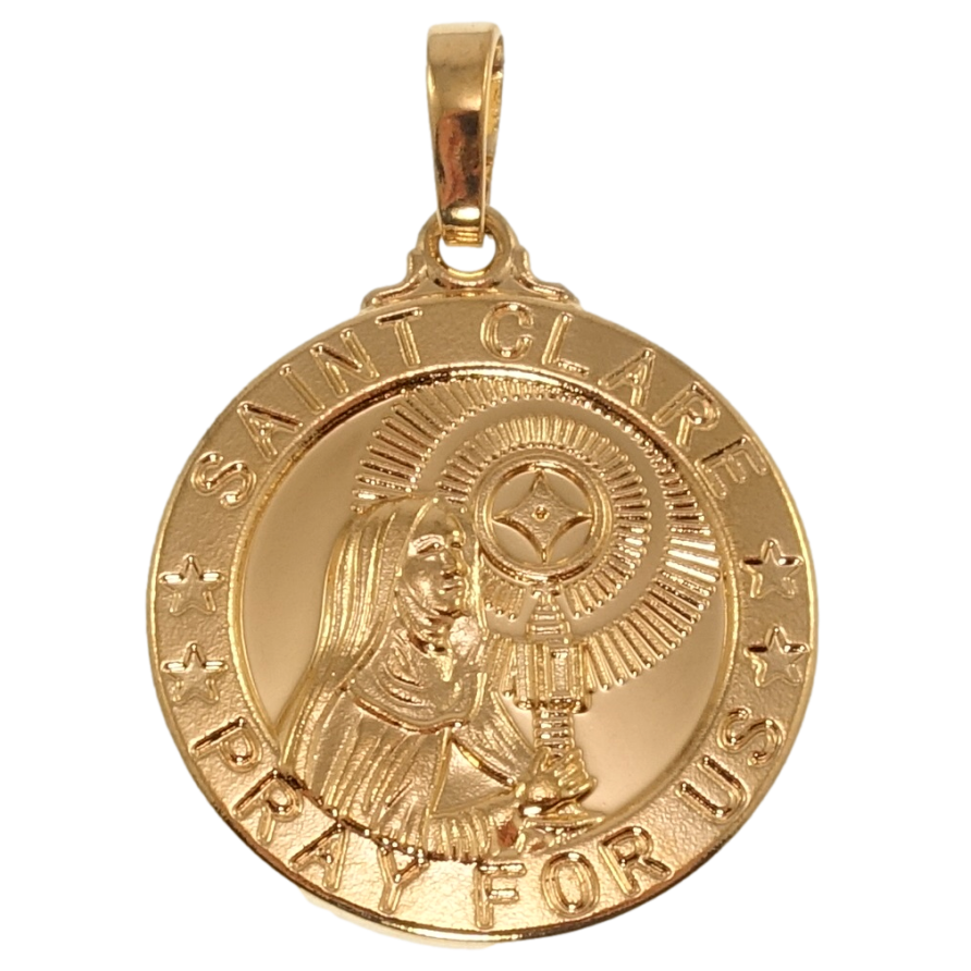 Кулон Xuping Позолота 18K Ладанка Свята Клара покровитель працівників телебачення молиться за нас для ланцюжка до 5мм фото №1