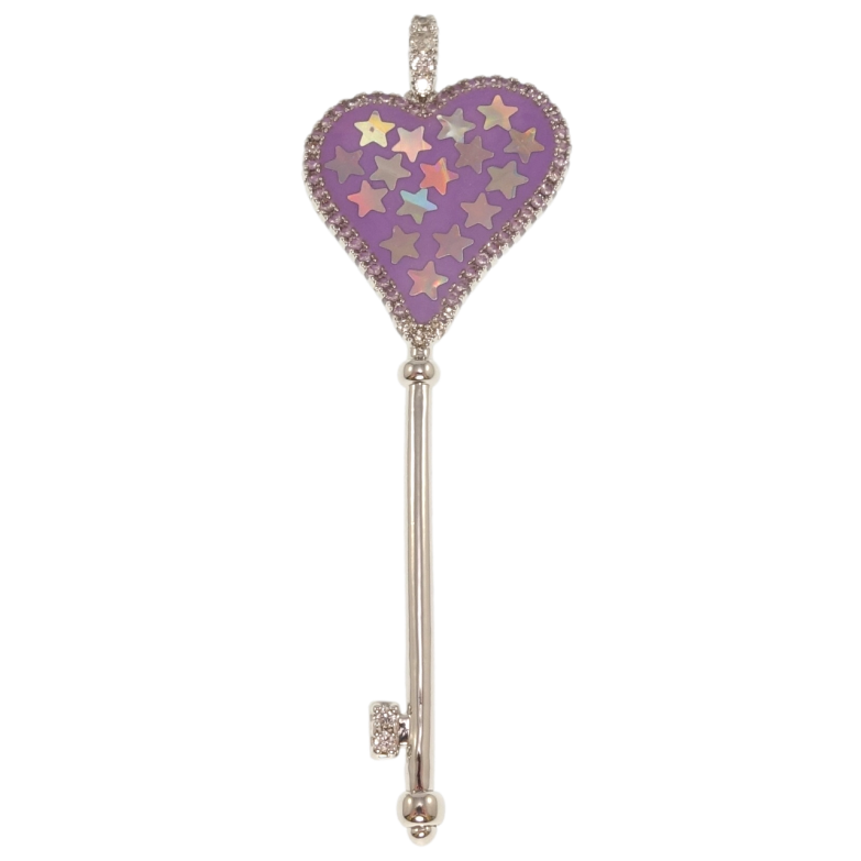 Кулон Xuping Родій Ключик з блискітками та емаллю для ланцюжка до 4мм фото №1