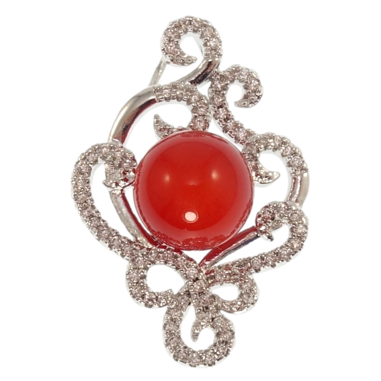 Кулон Xuping Родий Вензеля с красной бусиной для цепочки до 3мм фото №1