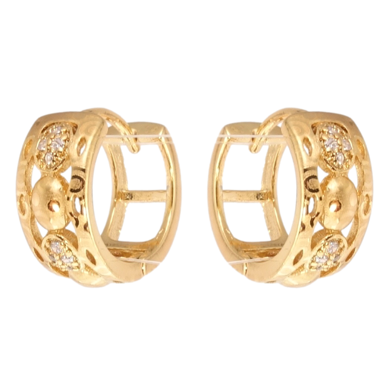 Сережки Xuping Позолота 18K колечка Вставки цирконію та візерунок напиленням фото №15