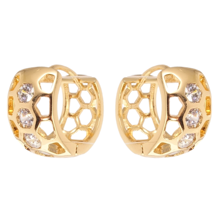Сережки Xuping Позолота 18K колечка Орнамент стільники із вставками цирконію фото №14 Сережки Xuping Позолота 18K колечка Орнамент стільники із вставками цирконію фото №14