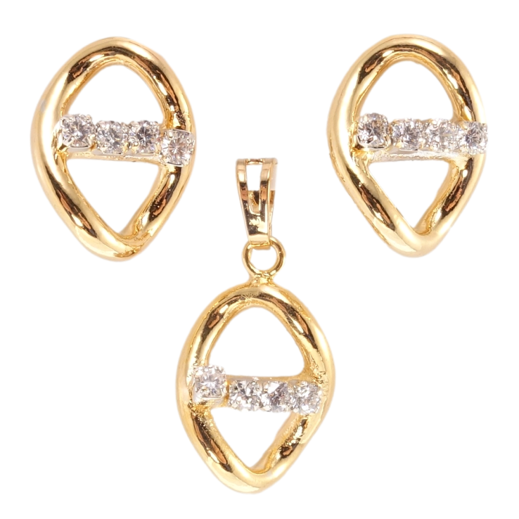 Набір Xuping Позолота + Родій Сережки Кулон Овали з цирконієм фото №17