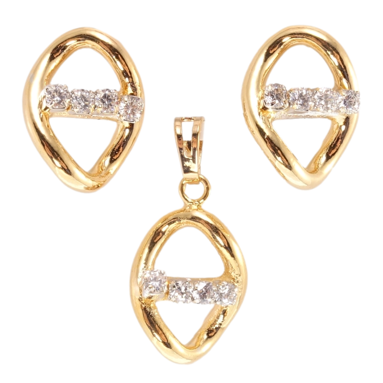 Набор Xuping Позолота + Родий Серьги Кулон Овалы с цирконием фото №1