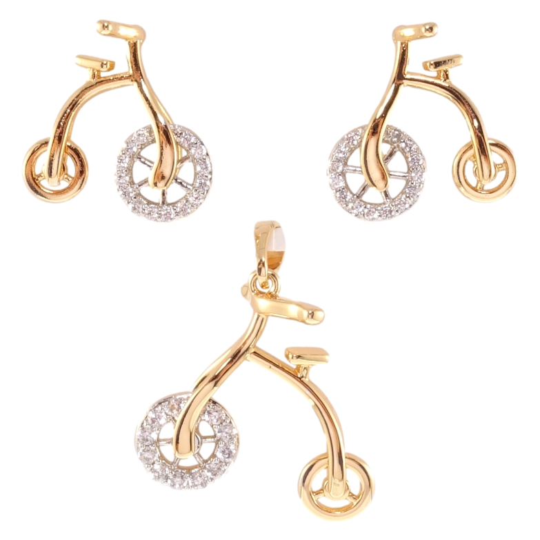 Набор Xuping Позолота + Родий Серьги Кулон Велосипед фото №1