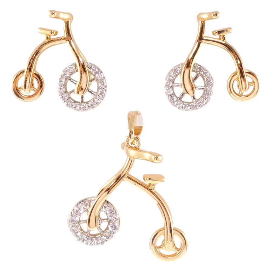 Набор Xuping Позолота + Родий Серьги Кулон Велосипед фото №1