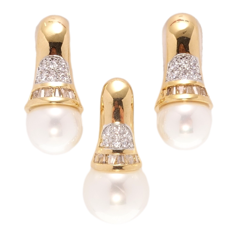 Набор Xuping Позолота + Родий Серьги Кулон Жемчужины под куполом фото №1