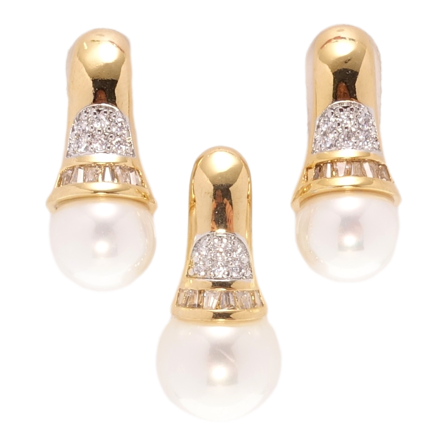 Набір Xuping Позолота + Родій Сережки Кулон Перлини під куполом фото №1