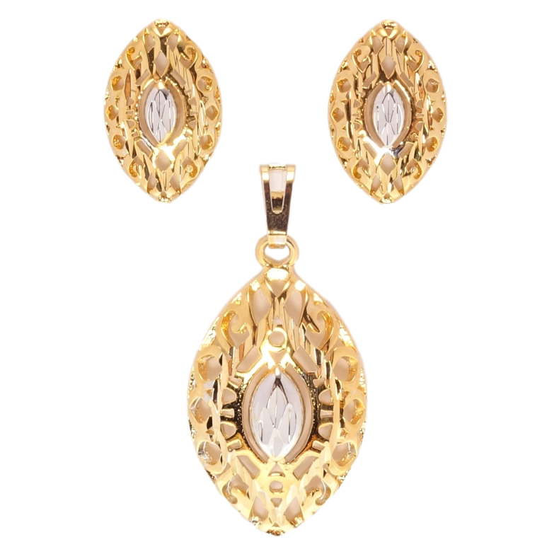 Набор Xuping Позолота + Родий Серьги Кулон Резной узор фото №1