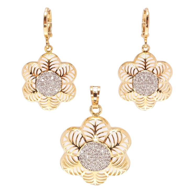 Набір Xuping Позолота + Родій Сережки Кулон Квіточки фото №19