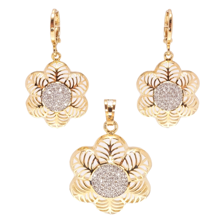 Набор Xuping Позолота + Родий Серьги Кулон Цветочки фото №1