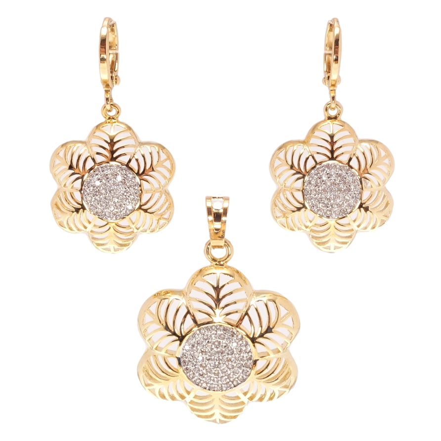 Набір Xuping Позолота + Родій Сережки Кулон Квіточки фото №1