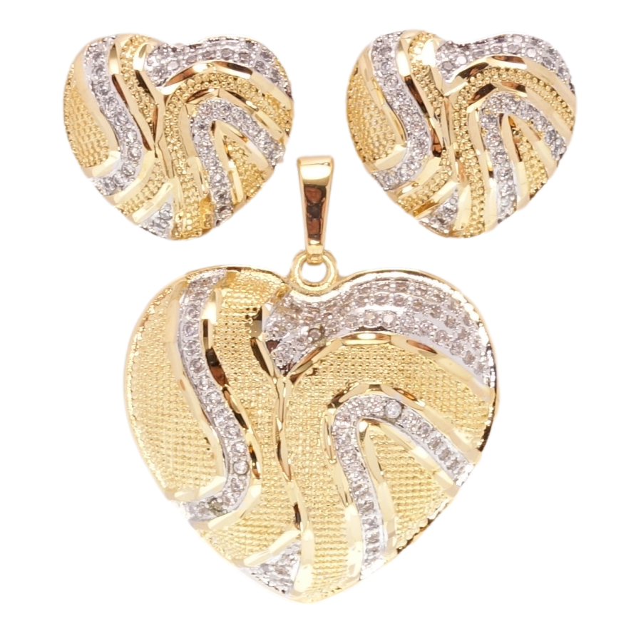 Набор Xuping Позолота + Родий Серьги Кулон Сердечки фото №1
