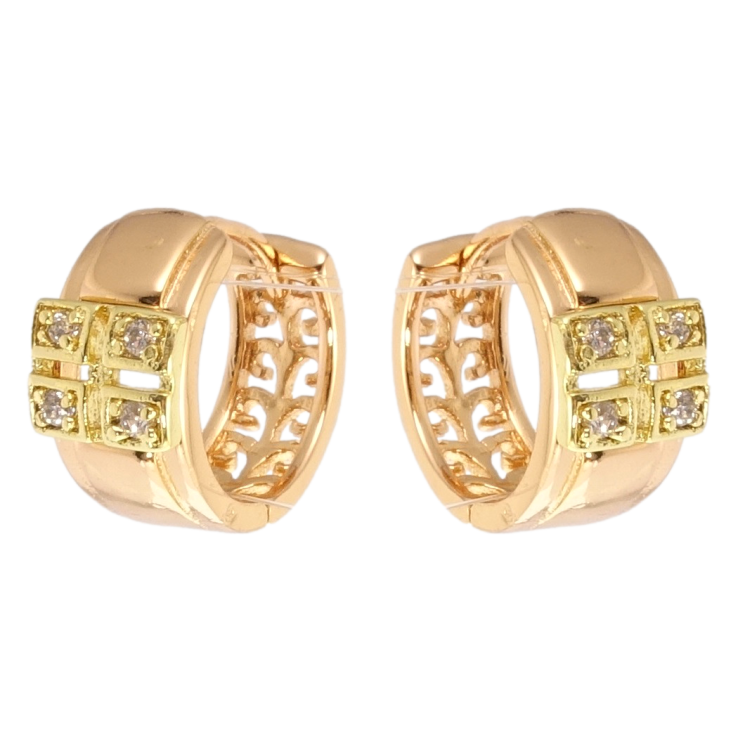 Сережки Xuping Позолота 18K + Позолота 14K колечки Орнамент із цирконієм фото №8 Сережки Xuping Позолота 18K + Позолота 14K колечки Орнамент із цирконієм фото №8