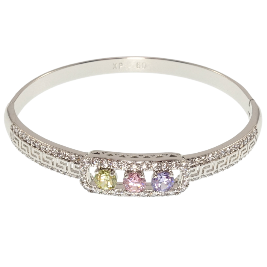 Браслет Xuping Родій Грецький орнамент з кольоровими фіанітами ø 6см фото №1