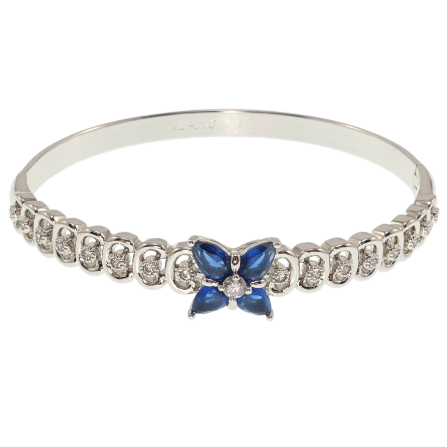 Браслет Xuping Родій Квітка із синіх фіанітів ø 5,9см фото №1