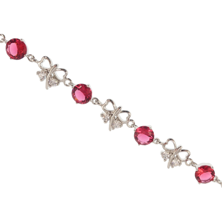 Браслет Xuping Родій Метелики з малиновими фіанітами довжина з дод. замком 18.5,22см х 6-10мм фото №16