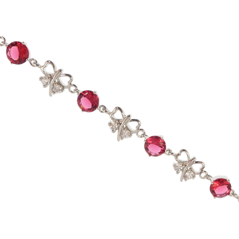 Браслет Xuping Родий Бабочки с малиновыми фианитами размер с доп.замком 18.5,22см х 6-10мм фото №16