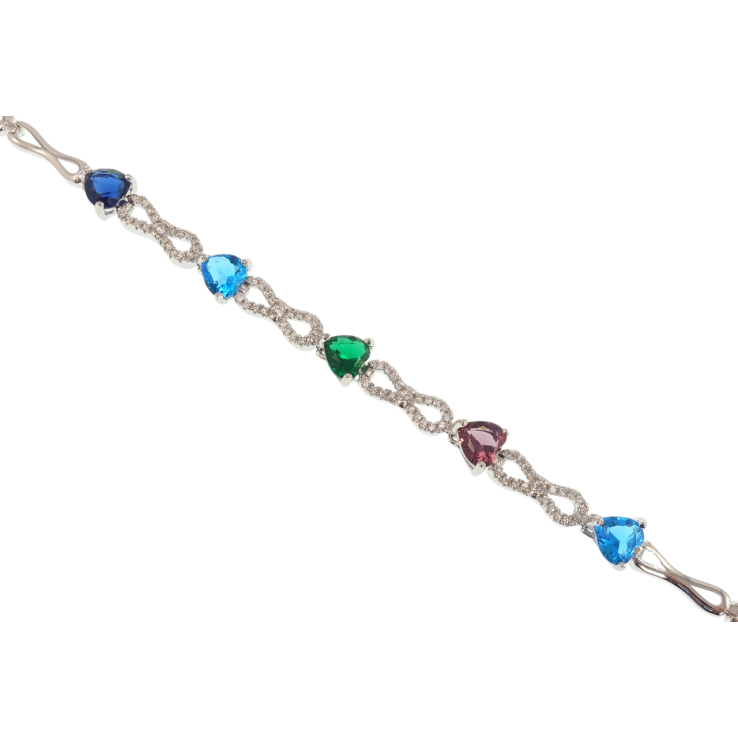Браслет Xuping Родій Нескінченність кольорові фіаніти довжина з дод. ланцюжком 18-21,5см х 4мм фото №20