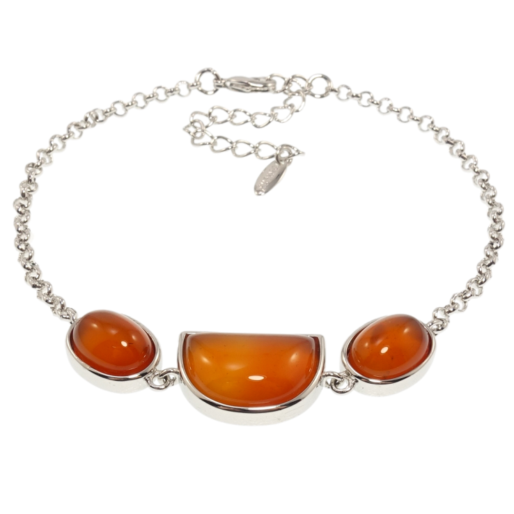 Браслет Xuping Родій Вставка три коричневі камені довжина з дод. ланцюжком 19-24см х 2мм фото №9