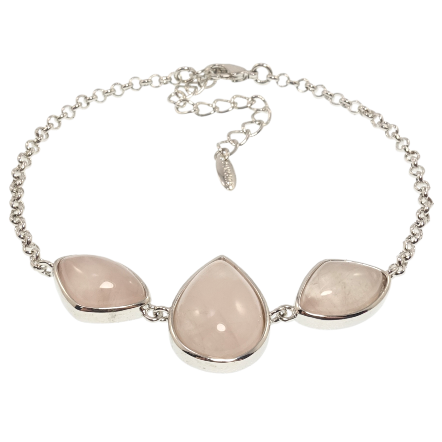 Браслет Xuping Родій Вставка три блідо-рожевого каменю довжина з дод. ланцюжком 19-24см х 2мм фото №1