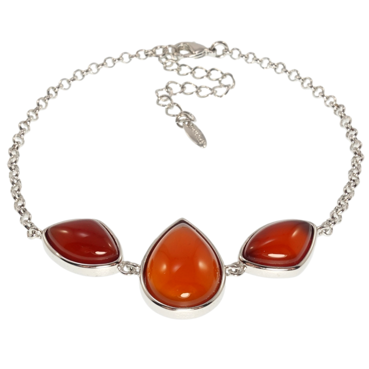 Браслет Xuping Родій Вставка три коричневі камені довжина з дод. ланцюжком 19-24см х 2мм фото №7