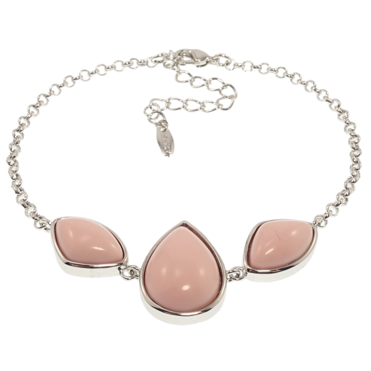 Браслет Xuping Родій Вставка три рожеві камені довжина з дод. ланцюжком 19-24см х 2мм фото №5