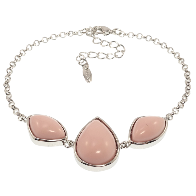 Браслет Xuping Родий Вставка три розовых камня размер с доп.цепочкой 19-24см х 2мм фото №7