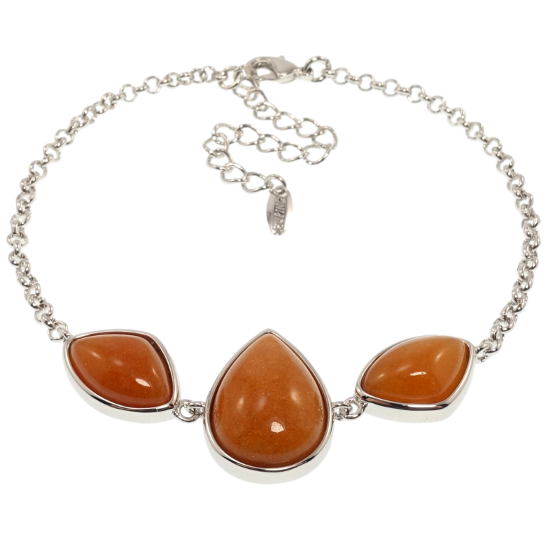 Браслет Xuping Родій Вставка три коричневі камені довжина з дод. ланцюжком 19-24см х 2мм фото №1