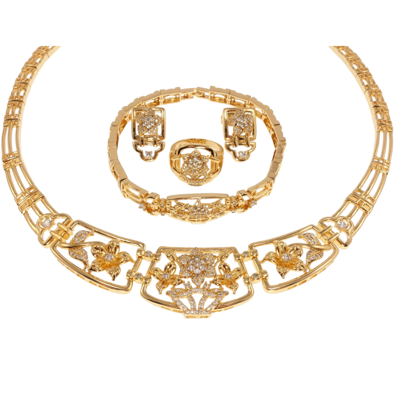 Набір Xuping Позолота 18K Сережки Кольє Браслет Каблучка КЛ 49см х 6-23мм, БР 20см х 6-13мм.,р.16,16.5,17 фото №2 Набір Xuping Позолота 18K Сережки Кольє Браслет Каблучка КЛ 49см х 6-23мм, БР 20см х 6-13мм.,р.16,16.5,17 фото №2