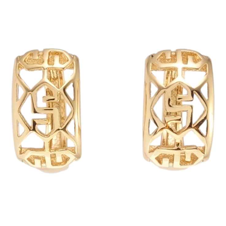 Сережки Xuping Позолота 18K колечка Декоративний різьблений орнамент на один бік фото №19 Сережки Xuping Позолота 18K колечка Декоративний різьблений орнамент на один бік фото №19