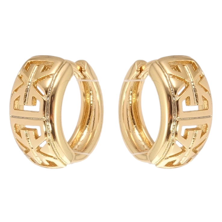 Сережки Xuping Позолота 18K колечка Декоративний різьблений орнамент фото №6 Сережки Xuping Позолота 18K колечка Декоративний різьблений орнамент фото №6