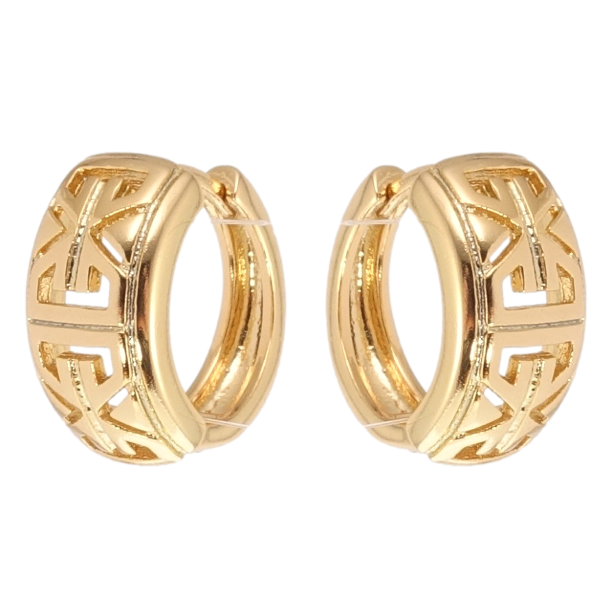 Сережки Xuping Позолота 18K колечка Декоративний різьблений орнамент фото №1