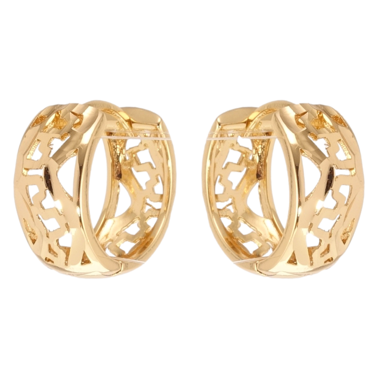 Сережки Xuping Позолота 18K колечка Декоративний різьблений орнамент фото №3 Сережки Xuping Позолота 18K колечка Декоративний різьблений орнамент фото №3