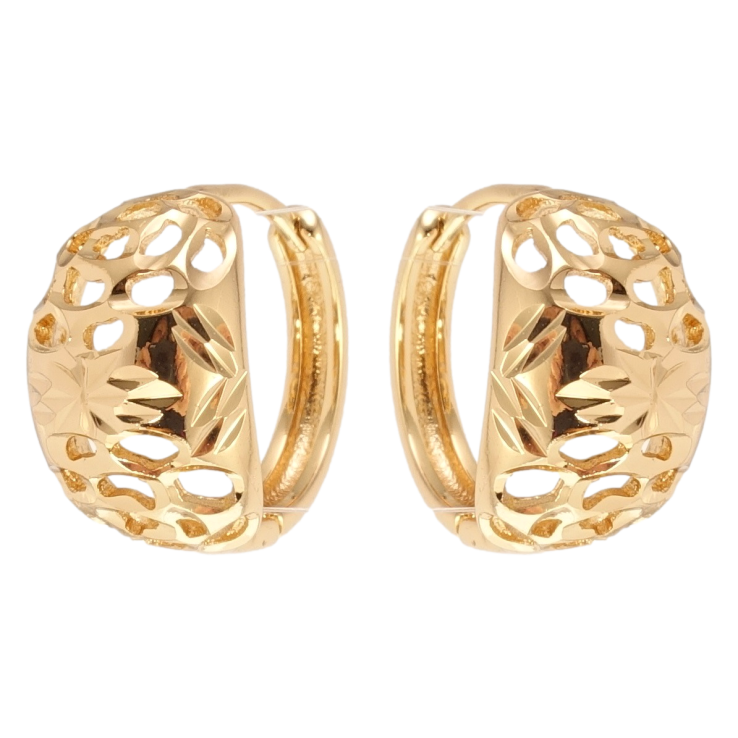 Сережки Xuping Позолота 18K колечка Декоративний різьблений орнамент фото №24 Сережки Xuping Позолота 18K колечка Декоративний різьблений орнамент фото №24
