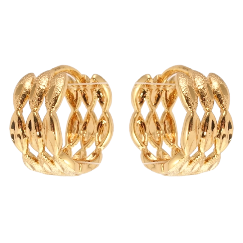 Серьги Xuping Позолота 18K колечки Декоративный орнамент с шагренью фото №4