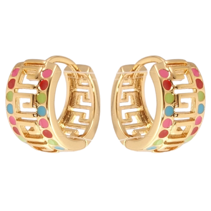 Сережки Xuping Позолота 18K колечка Декоративний різьблений орнамент із кольоровою емаллю фото №21 Сережки Xuping Позолота 18K колечка Декоративний різьблений орнамент із кольоровою емаллю фото №21