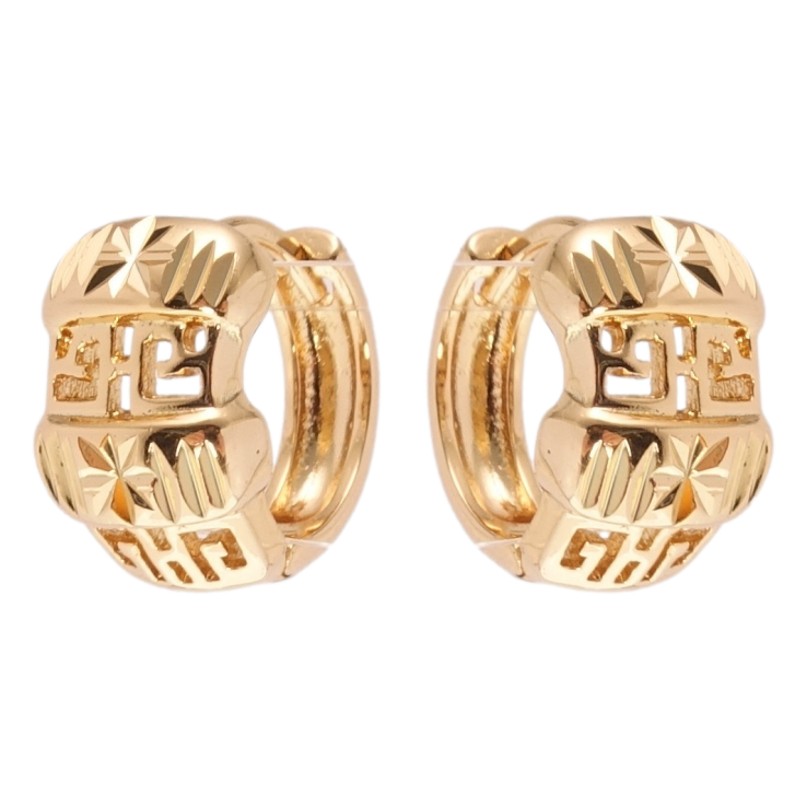 Сережки Xuping Позолота 18K колечка Декоративний різьблений орнамент фото №23 Сережки Xuping Позолота 18K колечка Декоративний різьблений орнамент фото №23