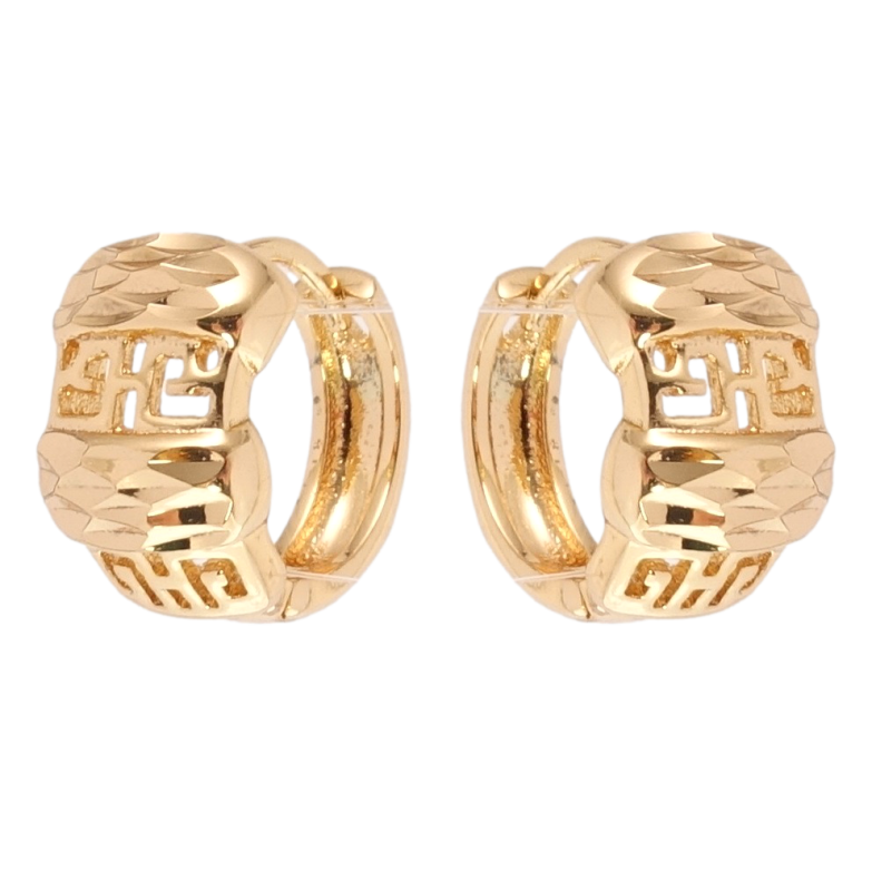 Сережки Xuping Позолота 18K колечка Декоративний різьблений орнамент з насічками фото №15
