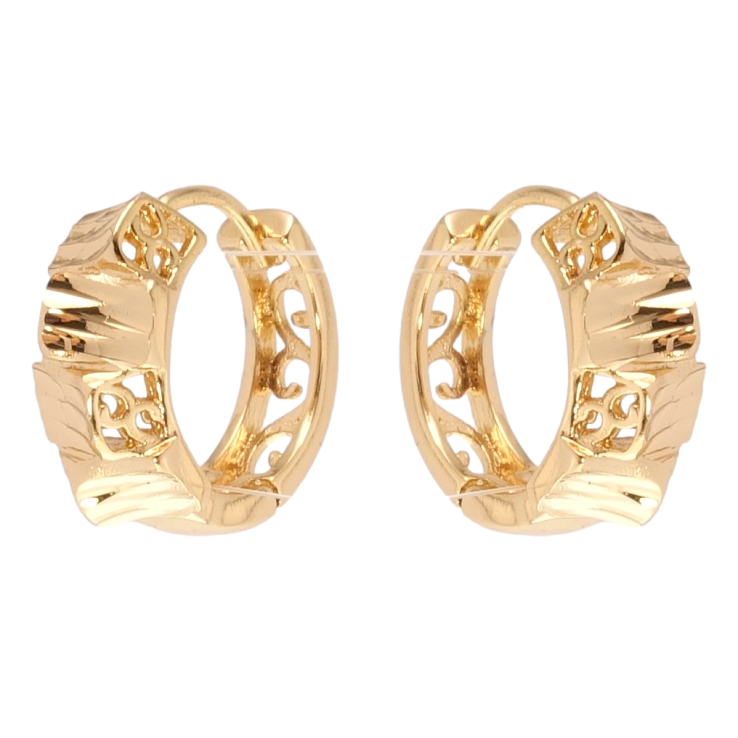 Сережки Xuping Позолота 18K колечка Декоративний різьблений орнамент фото №2 Сережки Xuping Позолота 18K колечка Декоративний різьблений орнамент фото №2