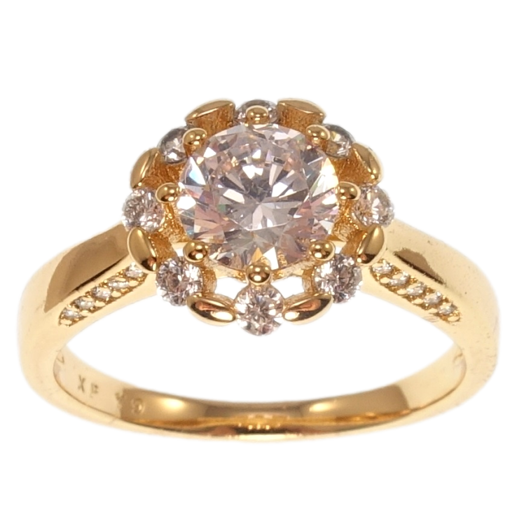 Каблучка Xuping Позолота 18K Кристальна квітка фото №2 Каблучка Xuping Позолота 18K Кристальна квітка фото №2