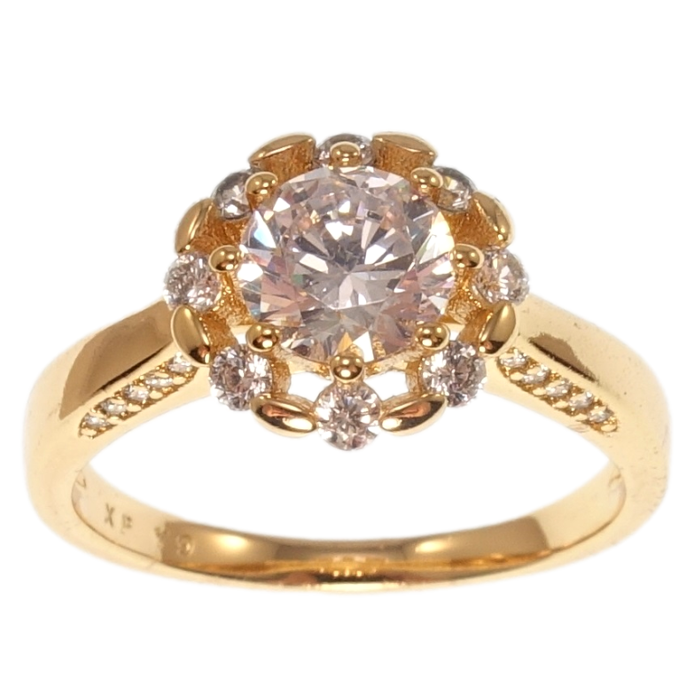 Каблучка Xuping Позолота 18K Кристальна квітка фото №2 Каблучка Xuping Позолота 18K Кристальна квітка фото №2