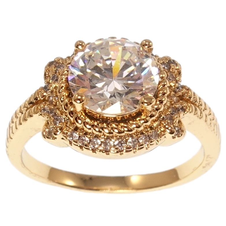 Каблучка Xuping Позолота 18K Фіаніт у декоративній оправі фото №1 Каблучка Xuping Позолота 18K Фіаніт у декоративній оправі фото №1