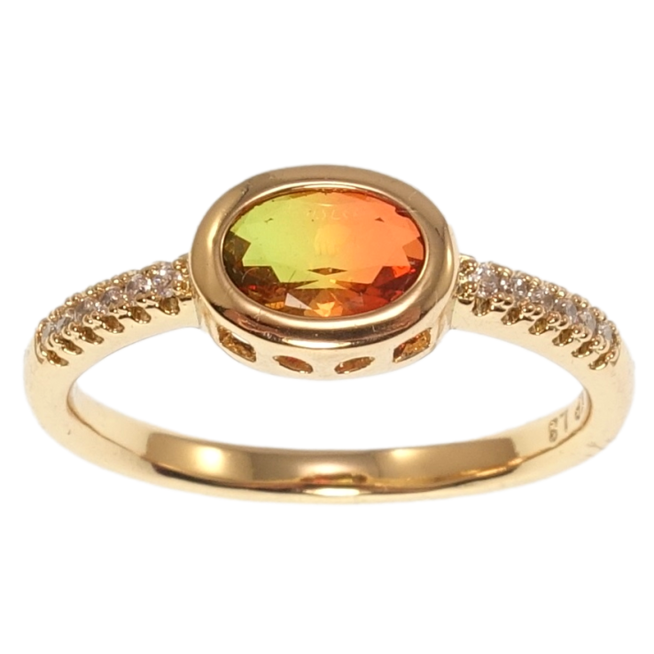 Каблучка Xuping Позолота 18K Зелено-червоний кристал фото №14