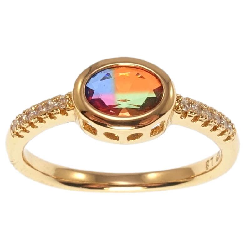 Каблучка Xuping Позолота 18K Різнокольоровий кристал фото №3