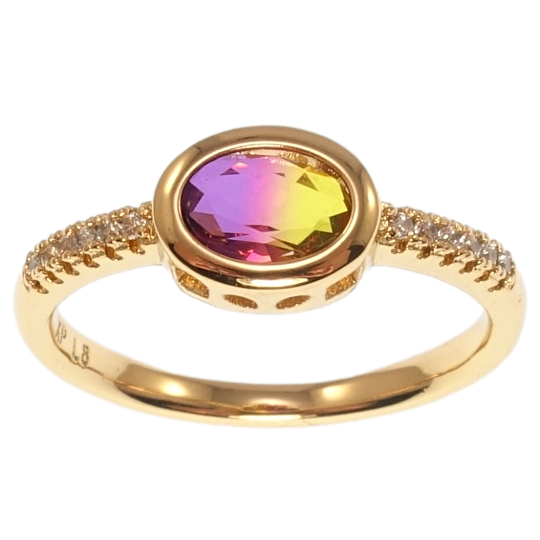 Каблучка Xuping Позолота 18K Бузово-жовтий кристал фото №1