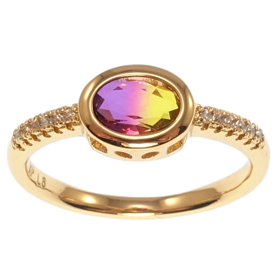 Каблучка Xuping Позолота 18K Бузово-жовтий кристал фото №1