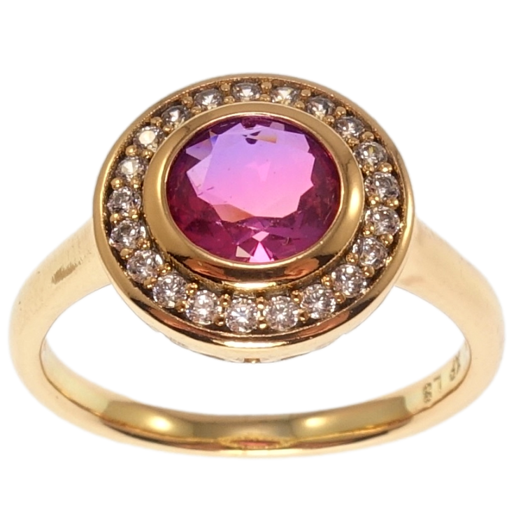 Каблучка Xuping Позолота 18K Бузковий кристал в обрамленні цирконію фото №10 Каблучка Xuping Позолота 18K Бузковий кристал в обрамленні цирконію фото №10