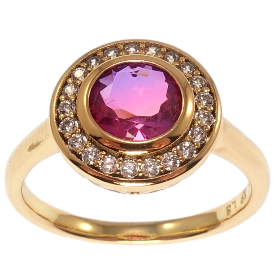 Каблучка Xuping Позолота 18K Бузковий кристал в обрамленні цирконію фото №1