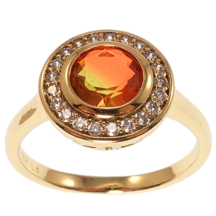 Каблучка Xuping Позолота 18K Помаранчевий кристал в обрамленні цирконію фото №15