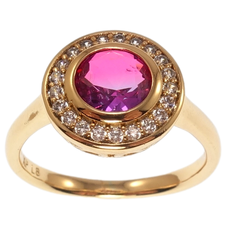 Каблучка Xuping Позолота 18K Бузковий кристал в обрамленні цирконію фото №3 Каблучка Xuping Позолота 18K Бузковий кристал в обрамленні цирконію фото №3